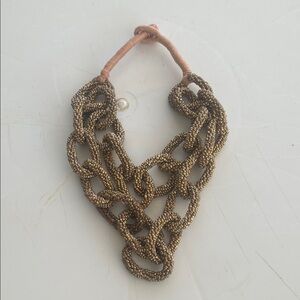 Statement Beaded Link Necklace in Bronze